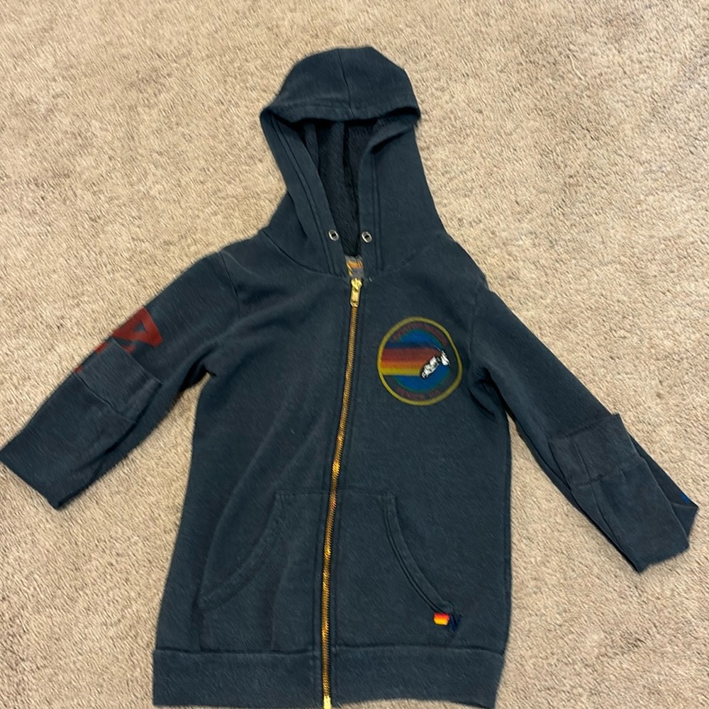Kids Aviator Nation zip hoodie- Charcoal